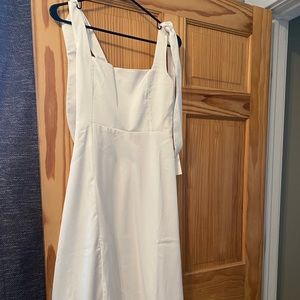 Show me your mumu Garden midi dress - ivory satin. Perfect for bridal shower!